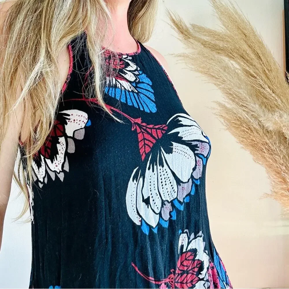 FP FREE PEOPLE INTIMATELY Black Red White Blue Tank Top Mini Slip Dress Tunic S